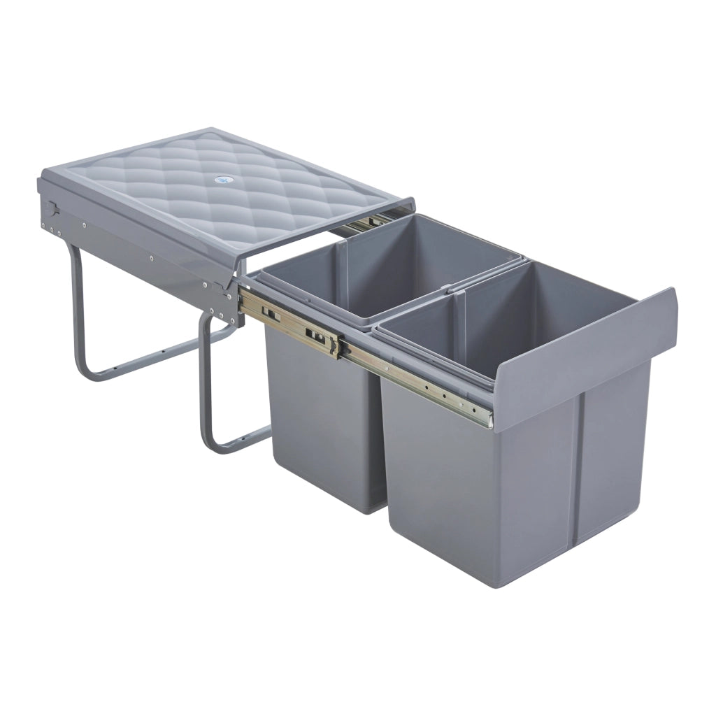 Pattumiera Estraibile Froland con 2 Bidoni Sotto Lavello 2x 15 L Grigio [en.casa]