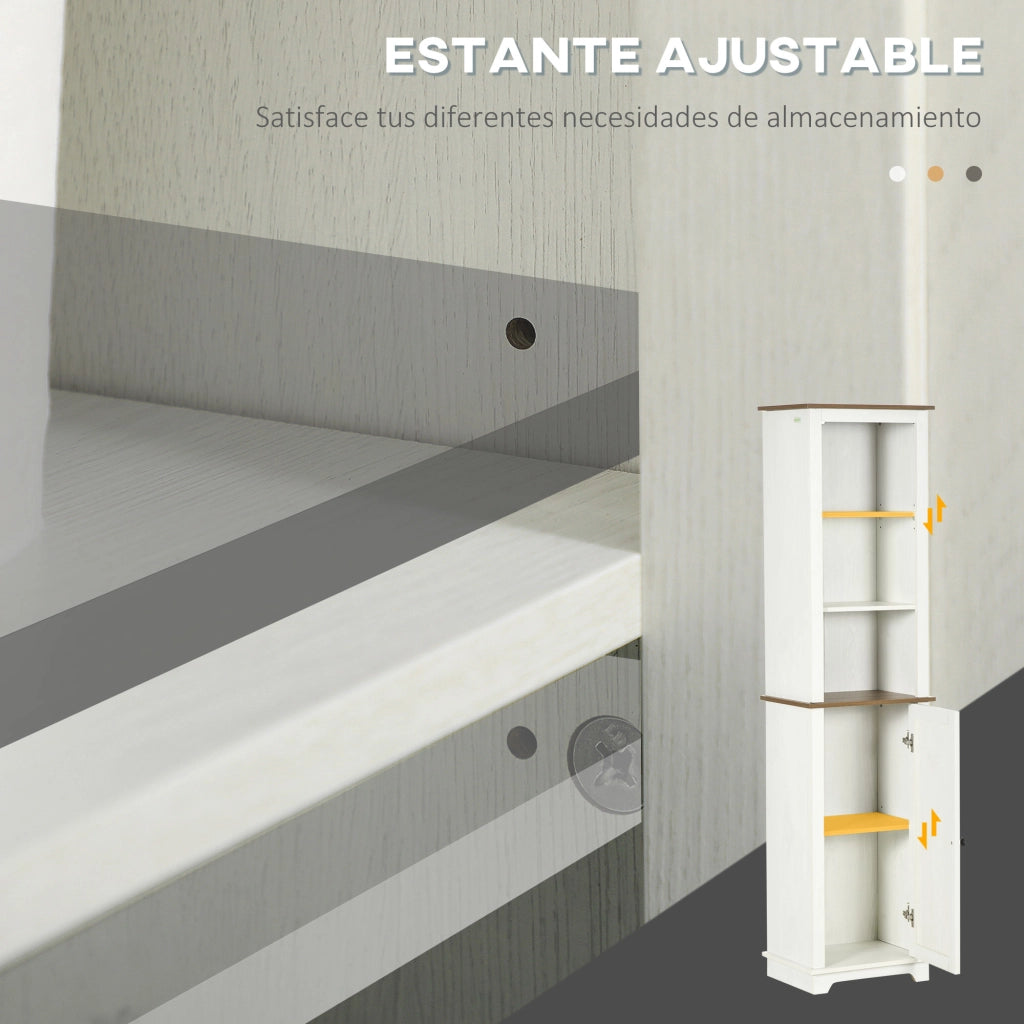 Colonna bagno con 3 compartimenti mobile alto bianco ante e ripiani regolabili 39,5x30x160 cm ¨C Xylo