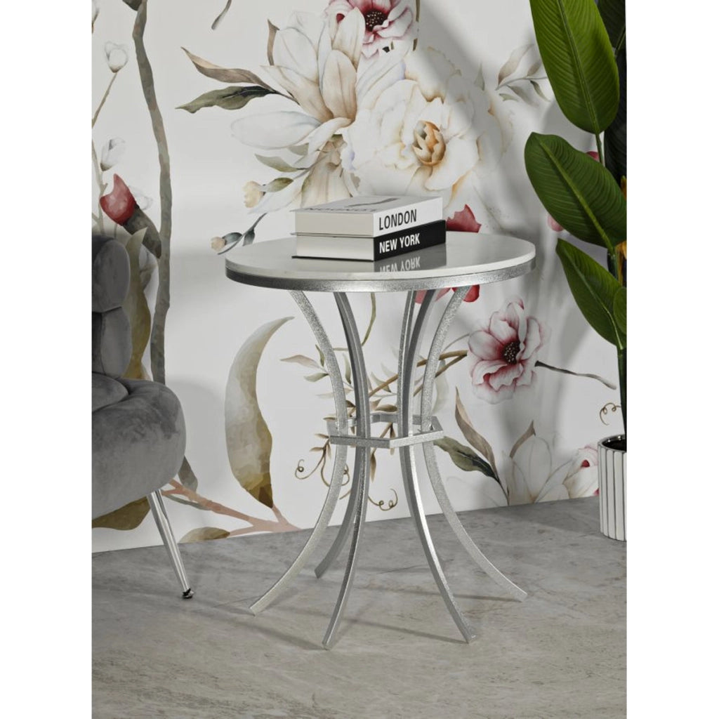 Tavolino VKH807, Argento, Metallo, 56x56x68 cm