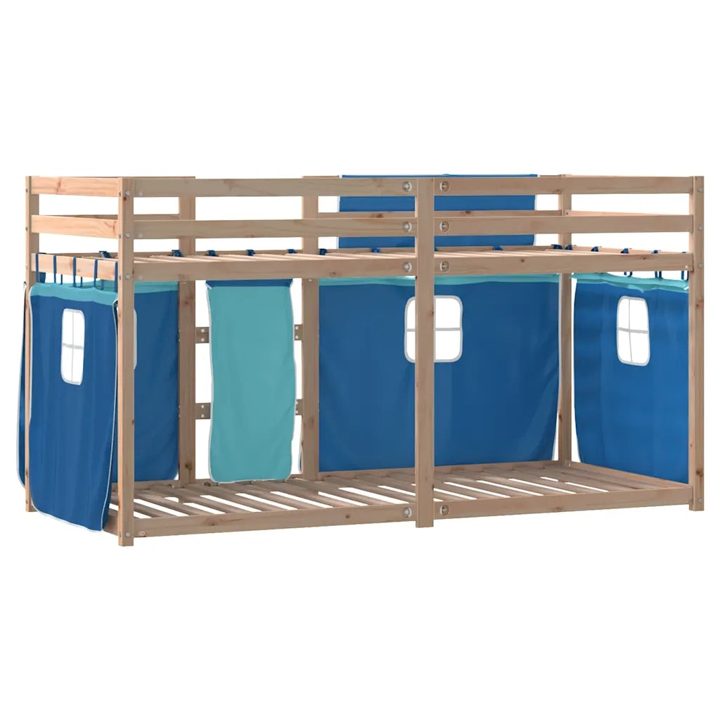 Letto a Castello senza Materasso Blu 90x190cm Massello Pino