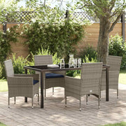 Set di tavolo e sedie con cuscino 5 pcs Grigio Rattan in PE 3379831