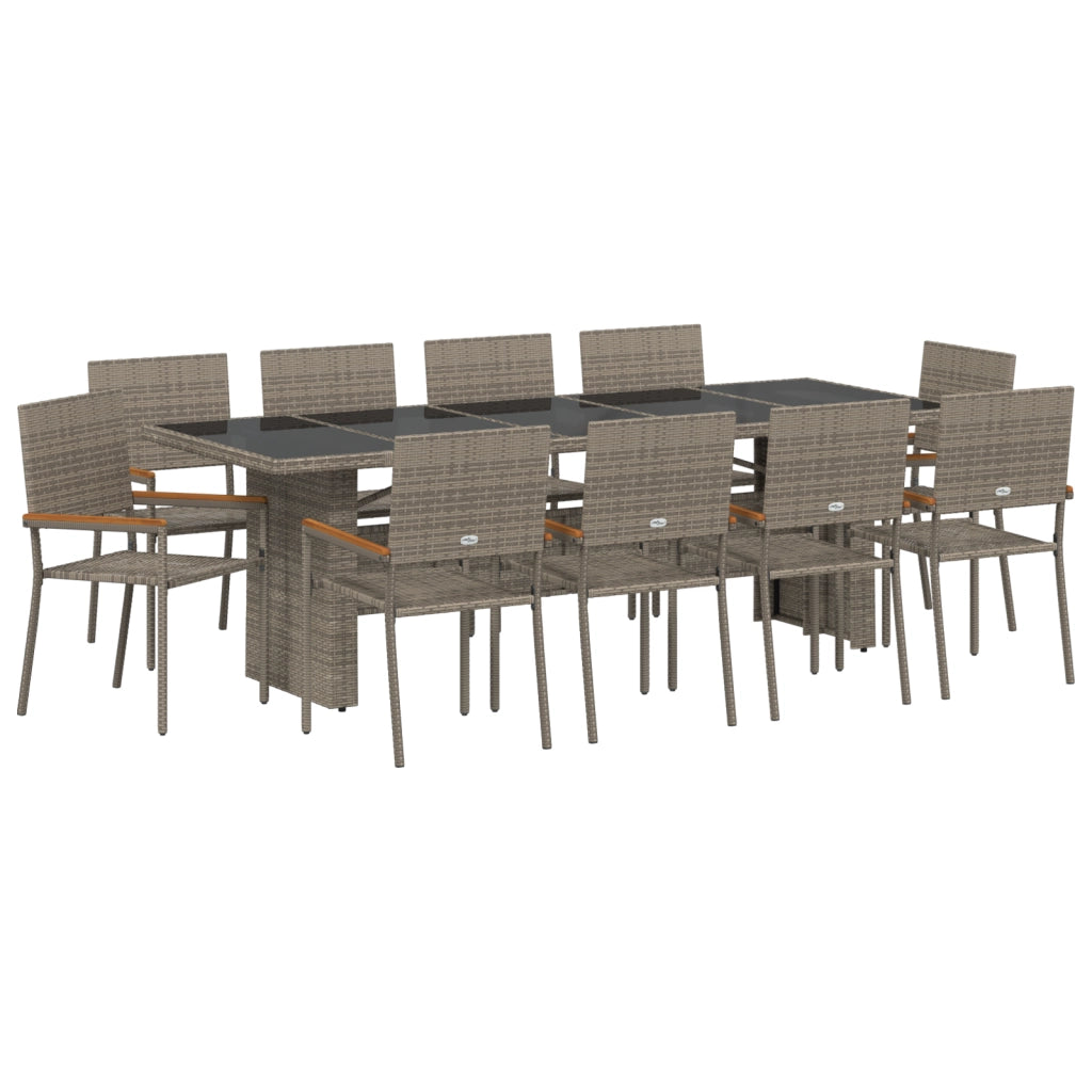 Set da Pranzo da Giardino di 11 Pezzi  Grigio in Polyrattan