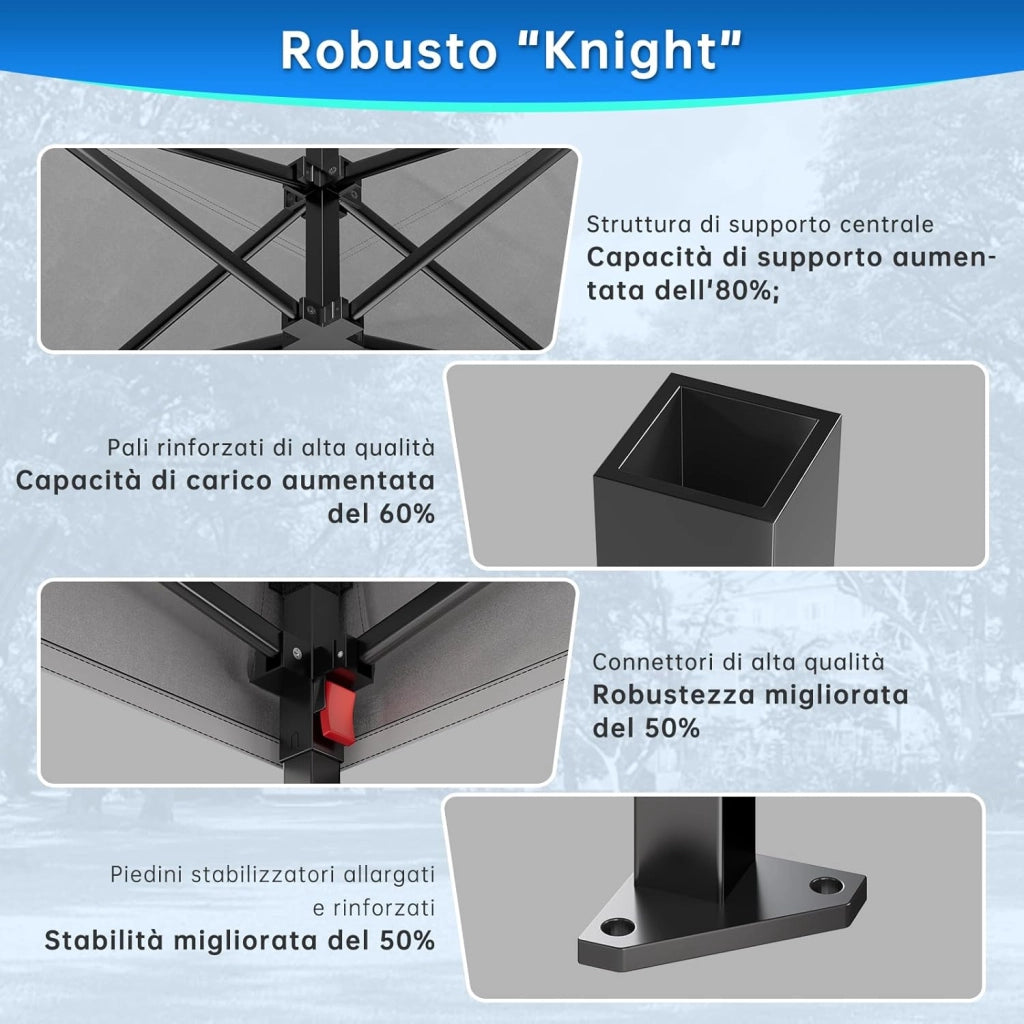 Gazebo 3 x 4.5 impermeabile, stabile, ripido, gazebo pieghevole con pareti laterali, protezione UV 50+, tenda per feste, altezza regolabile, gazebo per giardini, cortili, campeggi