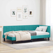 Cornice del letto ad angolo Turchese 90 cm x 200 cm Velluto