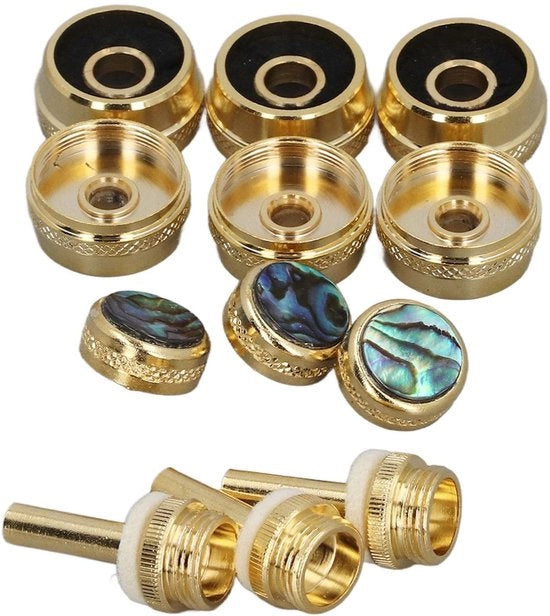 Set di riparazione per tromba 12 pezzi - Robusto metallo - Cappuccio/stang - Conchiglia Abalone - Prestazioni precise - Utilizzo duraturo - Componenti per tromba