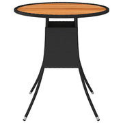 Tavolo da Giardino | Tavolino da esterno Nero ? 70 cm Polyrattan e Massello d'Acacia