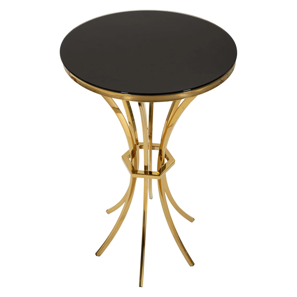 Datelosa, Tavolino da Salotto Forma Rotondo, 50x50x92h cm oro
