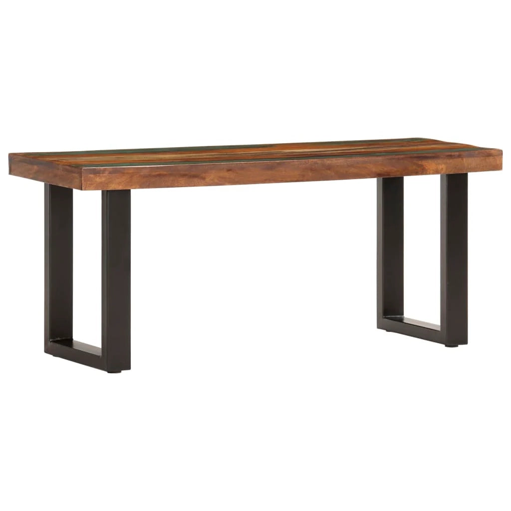 Panca 110 x 35 x 46 cm in legno massello di recupero e acciaio 02_0011005