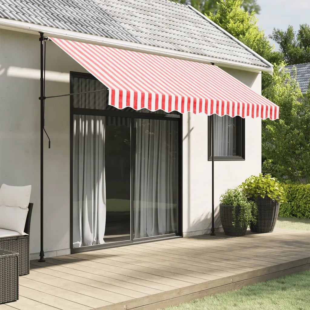 Tessuto Ricambio per Mantovana da Tenda-Sostituzione della mantovana per tenda Righe Rosse Bianche 3 m
