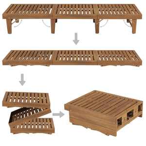 Lettino Prendisole Pieghevole con Cuscino in Massello di Acacia