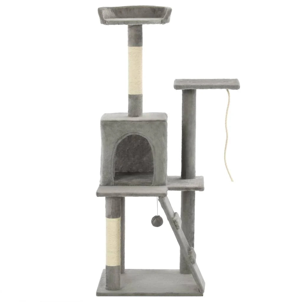 Tiragraffi albero per gatti cuccia per gatti giocattolo peluche sisal 120 cm grigio 3702214