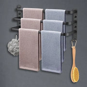 Maniglie per asciugamani a muro 3 strati con ganci Spazio per asciugamani in alluminio Senza sbiadamento Maniglie per asciugamani per bagno cucina toiletto hotel ufficio nero 50CM Maniglie per asciugamani