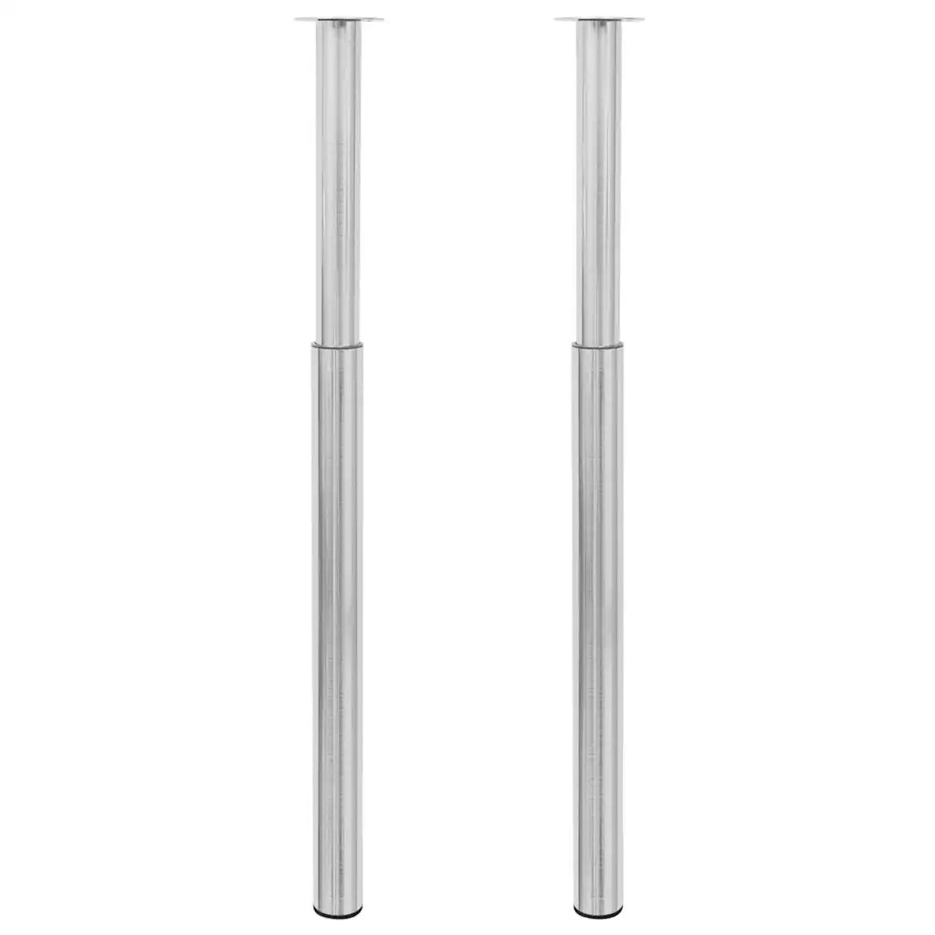 Set di 2 robuste gambe telescopiche regolabili per tavolo 60 x 710 x 1100 mm per ufficio/soggiorno acciaio inox argento 02_0046263