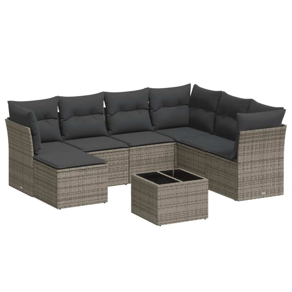 Set Divano da Giardino 8 pz con Cuscini Grigio in Polyrattan 3249839