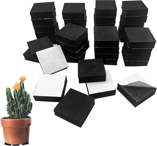40 pezzi di Eva Foam piantina quadrata onvisibile con mat antisudamento per vaso con forti adesivi autoadesivi per migliorare l'afflusso dell'acqua per vasi da interni ed esterni (nero)