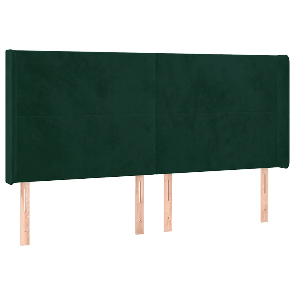 Letto a Molle con Materasso e LED Verde Scuro 160x200cm Velluto 3139454