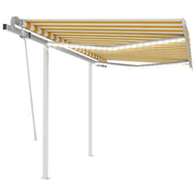 Tenda da Sole Retrattile Manuale con LED 3,5x2,5m Gialla Bianca