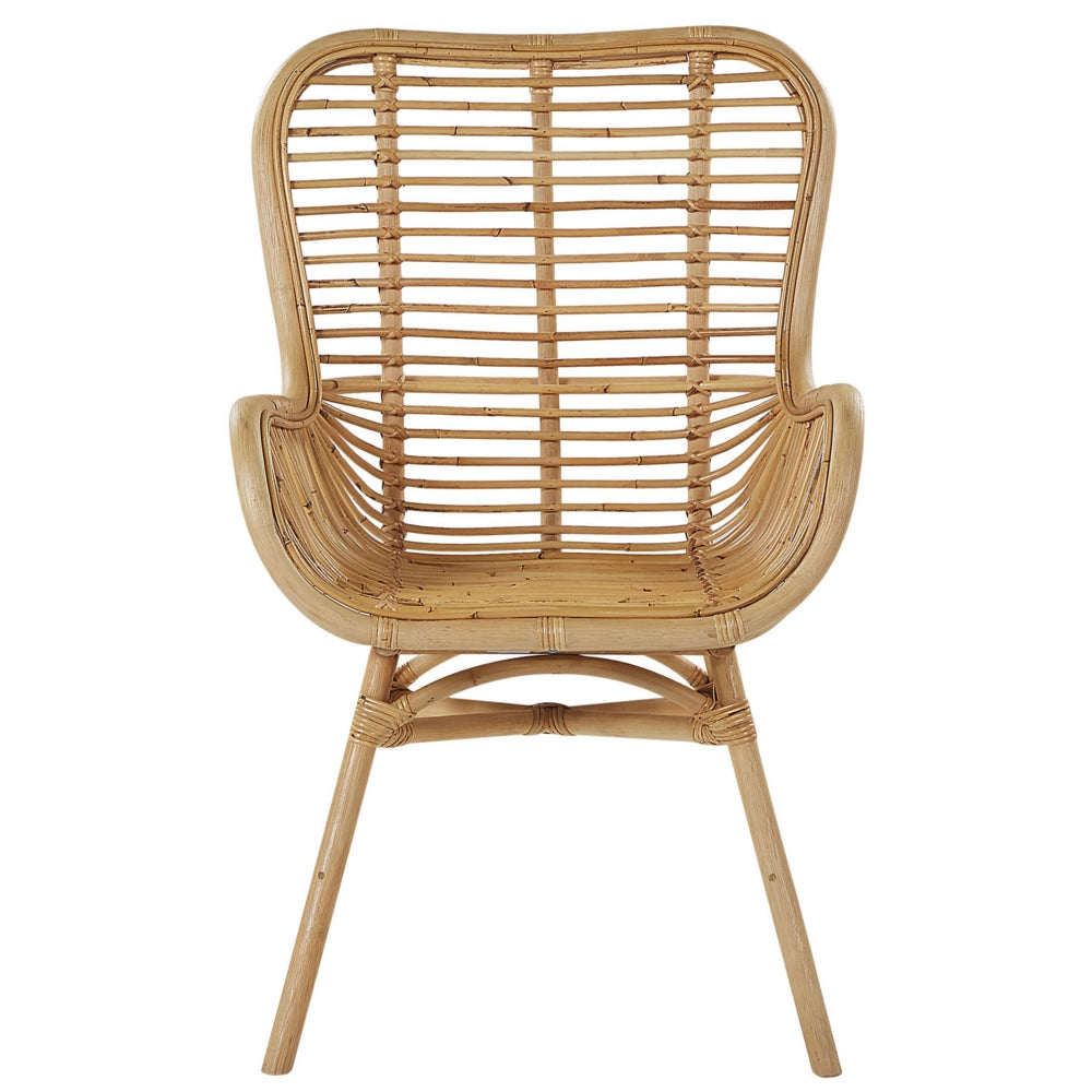 Sedia d'Sedia in rattan marrone chiaro Sedia laterale da pranzo per interni Mobili da soggiorno Schienale alto