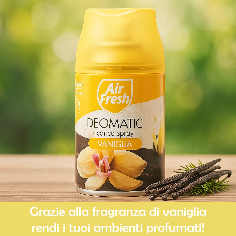 AIR FRESH Deomatic Set 6x250 ml Ricarica Spray Profumatore per Ambiente Vaniglia