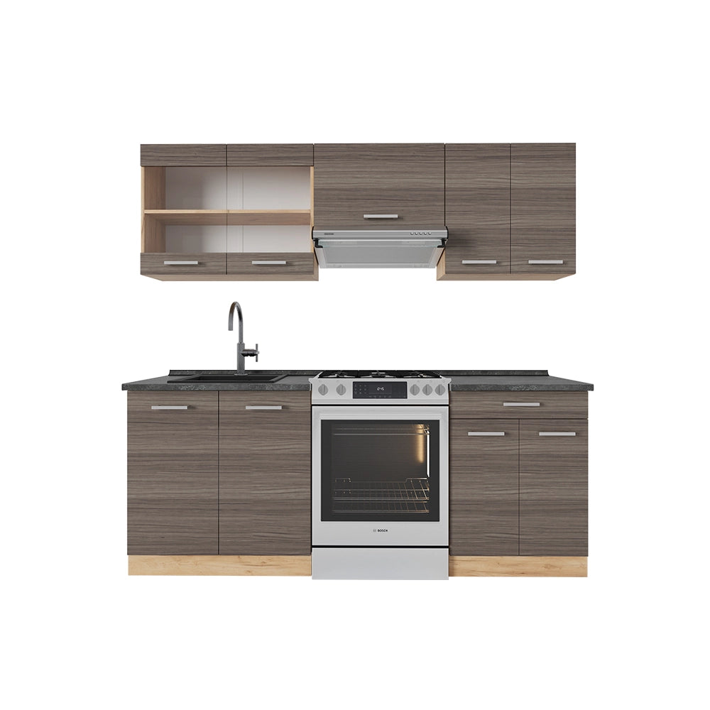 Vicco Cucina componibile Grigio nobile/rovere dorato 200 cm , PL Antracite