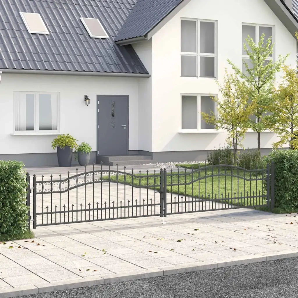 Cancello con Punta a Lancia KAMPEN 404 x 75 cm Acciaio Grigio 42009047