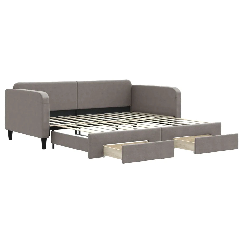 Divano Letto Estraibile con Cassetti-Sofa Letto-Daybed Tortora 100x200 cm Tessuto 700040