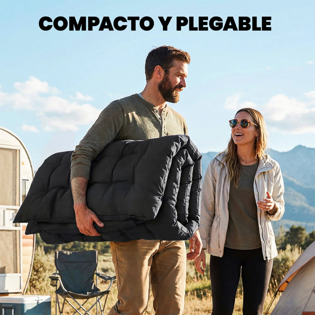 Letto da Campeggio Pieghevole Portatile con Cinghie Antiscivolo ¨C Zephmum ¨C Nero