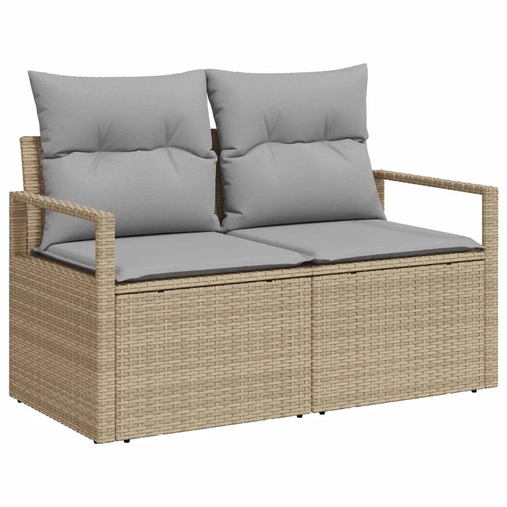 Set Divano da Giardino con cuscino 8 pcs Beige polyrattan