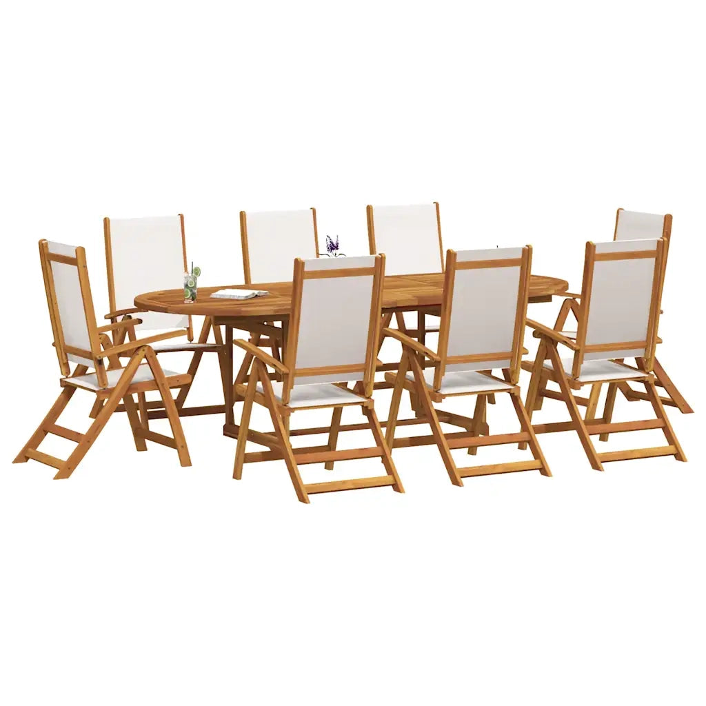 Set Pranzo da Giardino 7pz Legno Massello di Acacia e Textilene