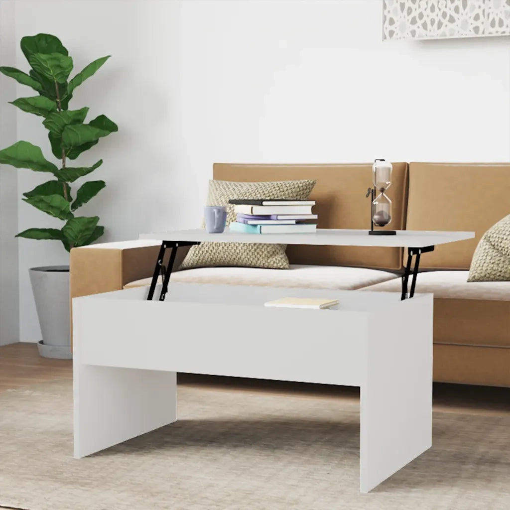 Tavolino salotto | Tavolino da caff¨¨ | Tavolino da Soggiorno Bianco Lucido 80x50,5x41,5cm Legno Multistrato