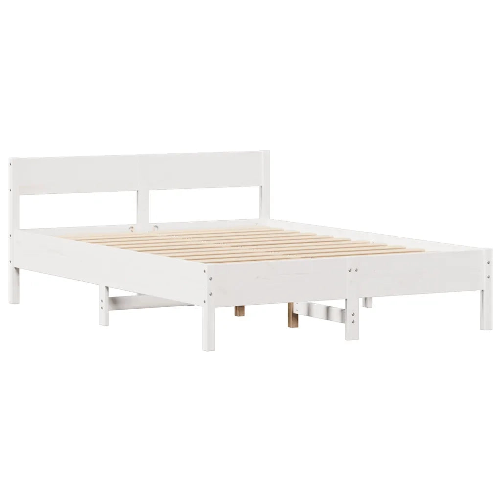 Letto senza Materasso-Struttura Letto Bianco 150x200 cm Legno Massello di Pino 171799