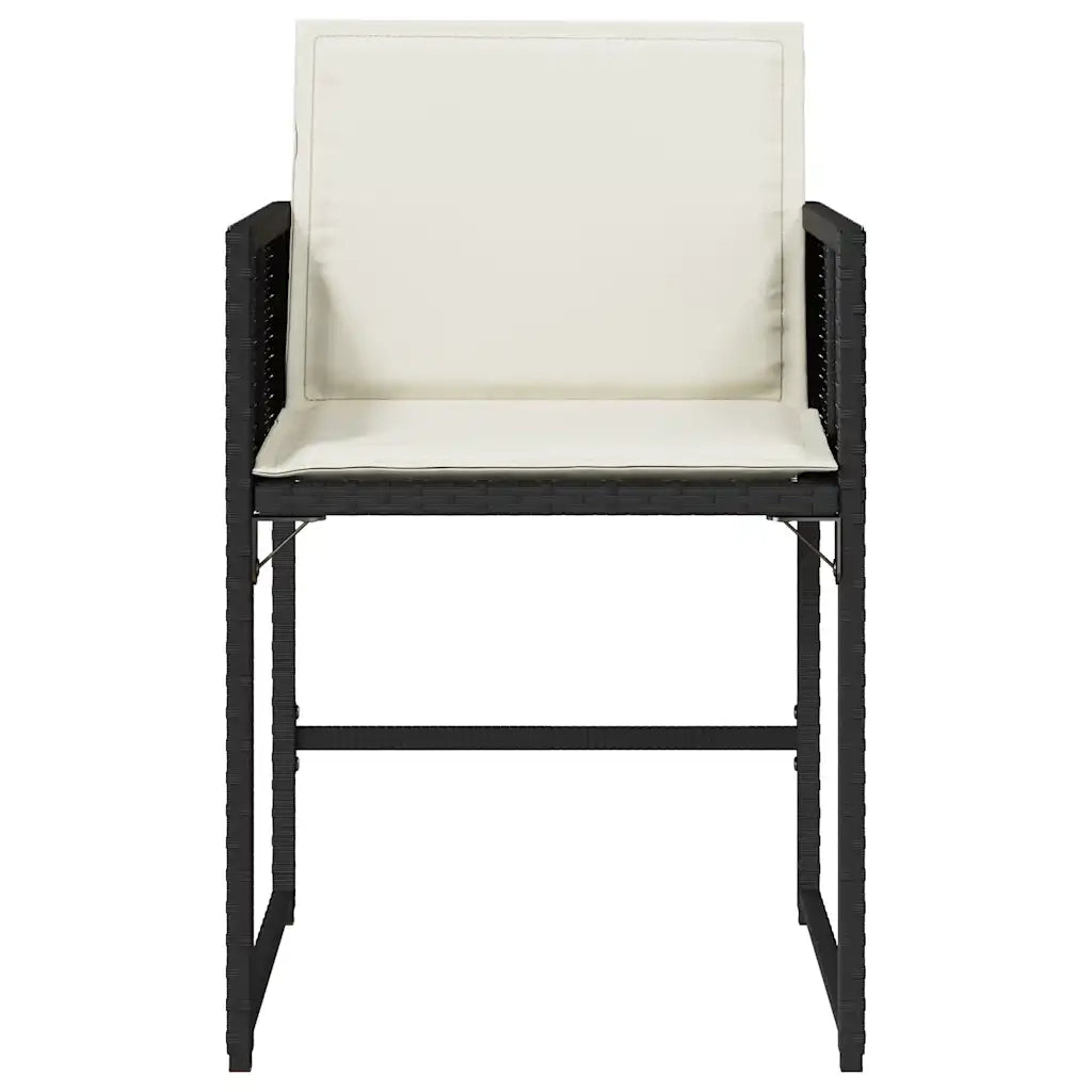 Sedie da Giardino con Cuscini 4 pz | Sedie da Esterno Nere in Polyrattan