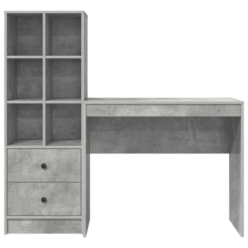 Scrivania con Storage Grigio Cemento Legno Ingegnerizzato