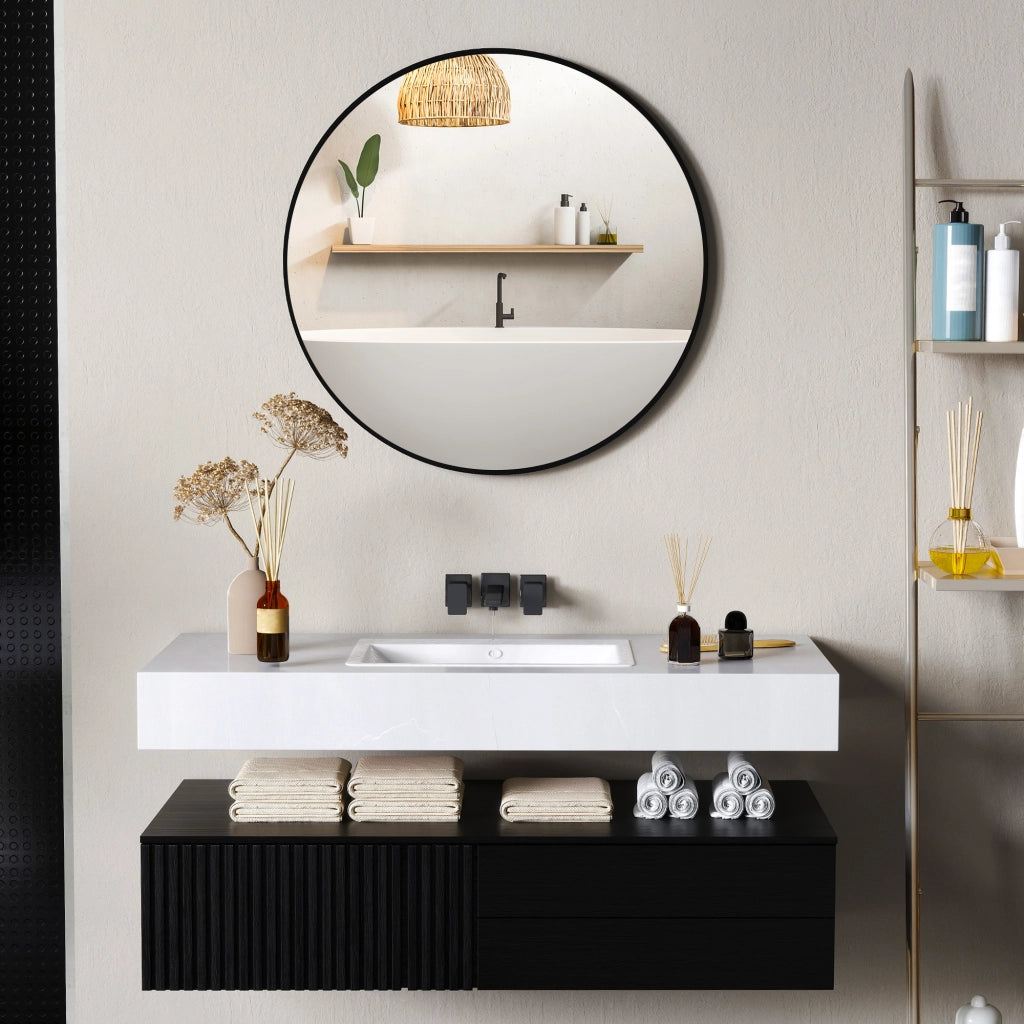 Specchio Rotondo da Bagno ¨C Xylo ¨C Metallo Nero ? 70 cm