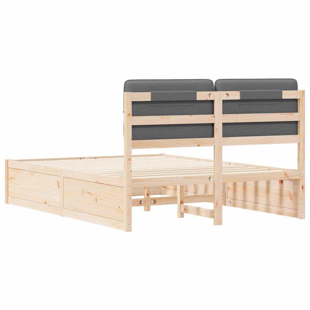 Letto con Testiera Rivestita Grigio scuro 160 x 200 cm