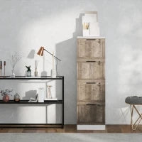 Armadio per Ufficio a 4 Cassetti con 2 Serrature e Barra Portadocumenti A4, in Legno, 39,4x40x129 cm, Bianco e Legno