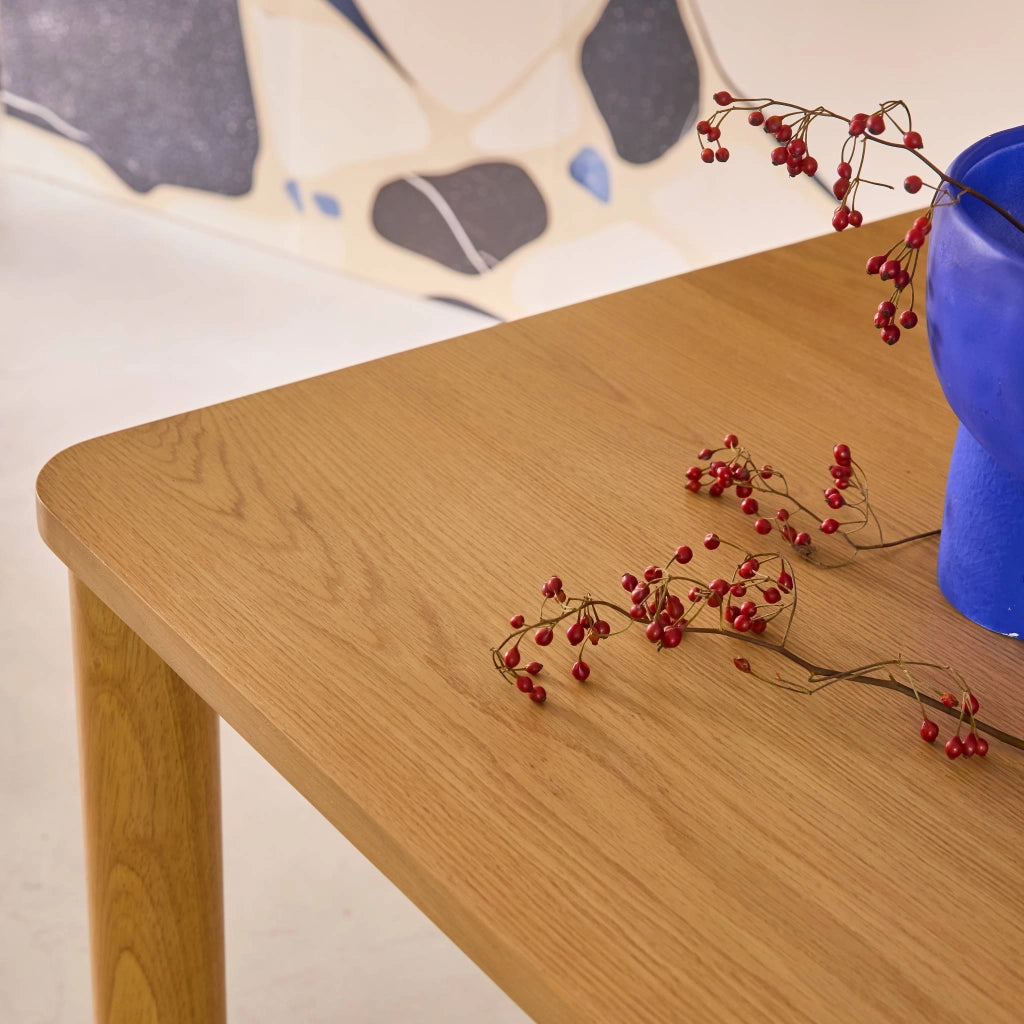 Tavolo da pranzo rettangolare in legno di hevea e impiallacciatura di