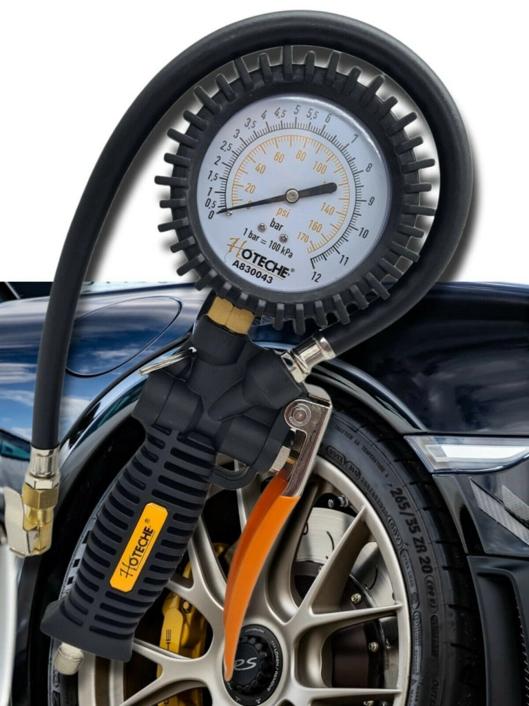 MANOMETRO ARIA COMPRESSA PRESSIONE GOMME 12 BAR PISTOLA GONFIAGGIO GOMME