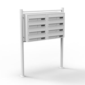 Cassetta postale condominiale autoportante 8 posti, bianco, 2 moduli 945 x 270 x 1500 mm