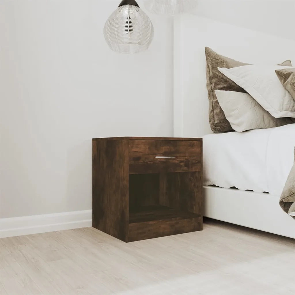 Set di 2 Comodini | Armadio da Notte | Mobiletto da notte con Cassetto Rovere Fumo