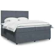 Giroletto a Molle con Materasso Grigio Scuro 200x200 cm Velluto