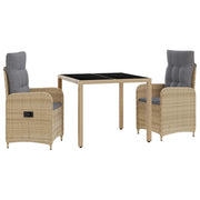 Set da pranzo per esterni 3 pcs Beige e Grigio Chiaro