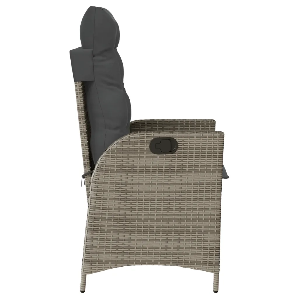 Set da Bistrò 3 pz con Cuscini Grigio in Polyrattan