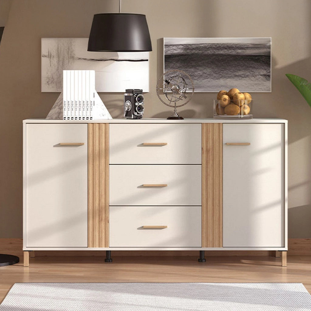 Madia Frisanco, Credenza 2 Ripiani, 163.5x40x90h cm Bianco Crema