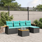 Set Divani da Giardino 6 pz con Cuscini Nero in Polyrattan 3226764