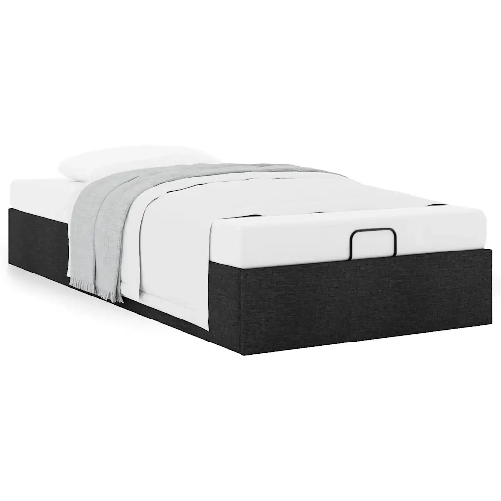 Struttura Letto Pouf senza Materasso Nero 80x200 cm in Tessuto