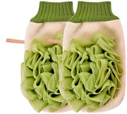 Set di guanti esfolianti per il bagno, guanti per il corpo e la doccia 2 in 1, guanti scrub con sfera da doccia (verde)