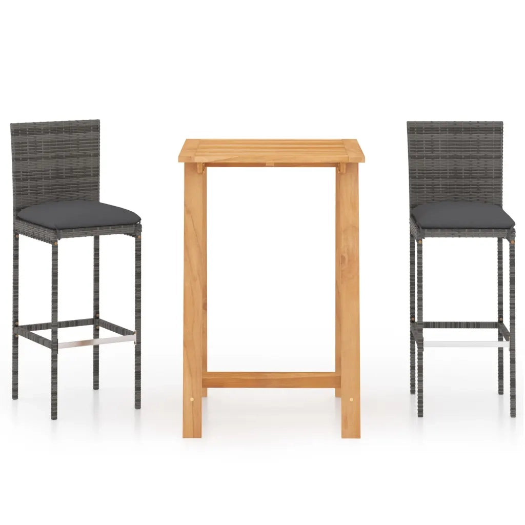 Set Bar da Giardino 3 pz con Cuscini Grigio cod mxl 41397