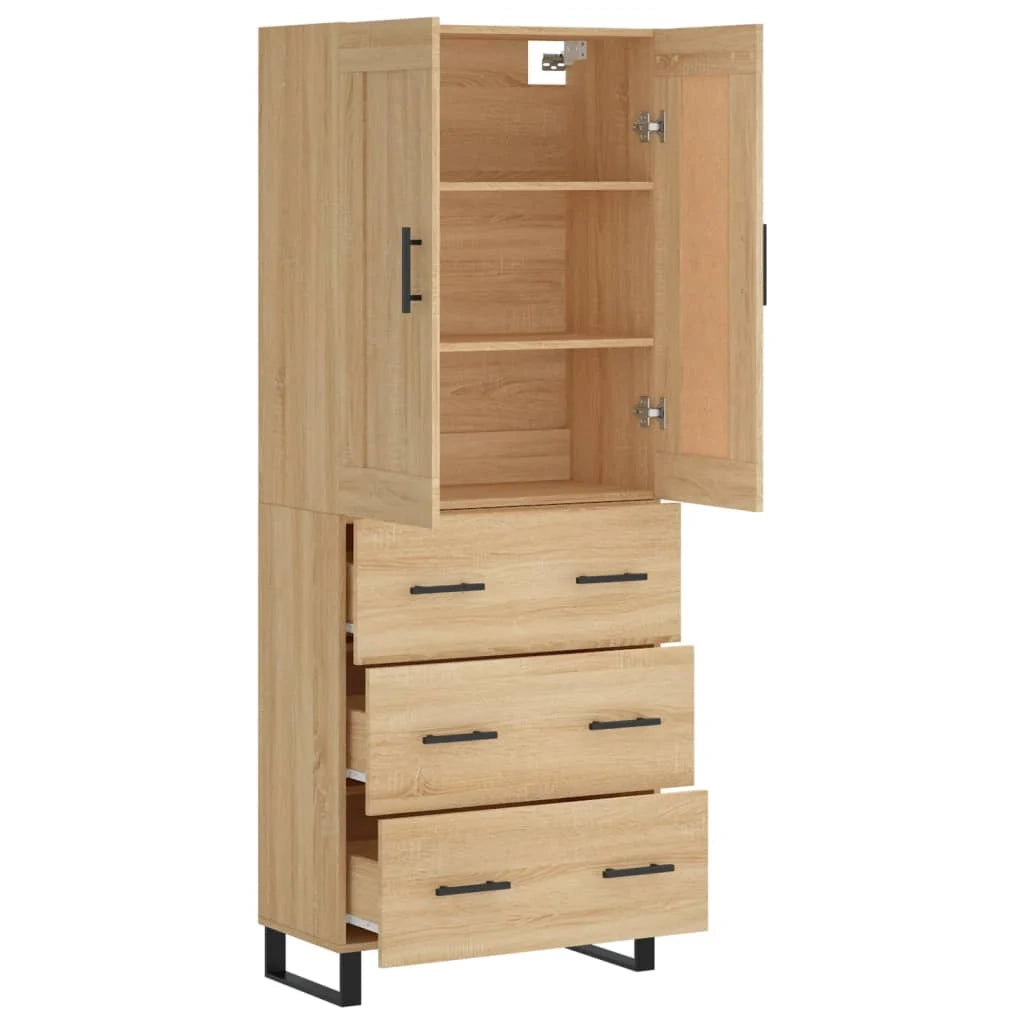 Buffet credenza cassettiera armadio mobile contenitore organizer cucina soggiorno salotto rovere Sonoma alto 69,5 x 34 x 180 cm legno ingegnerizzato marrone 02_0034138