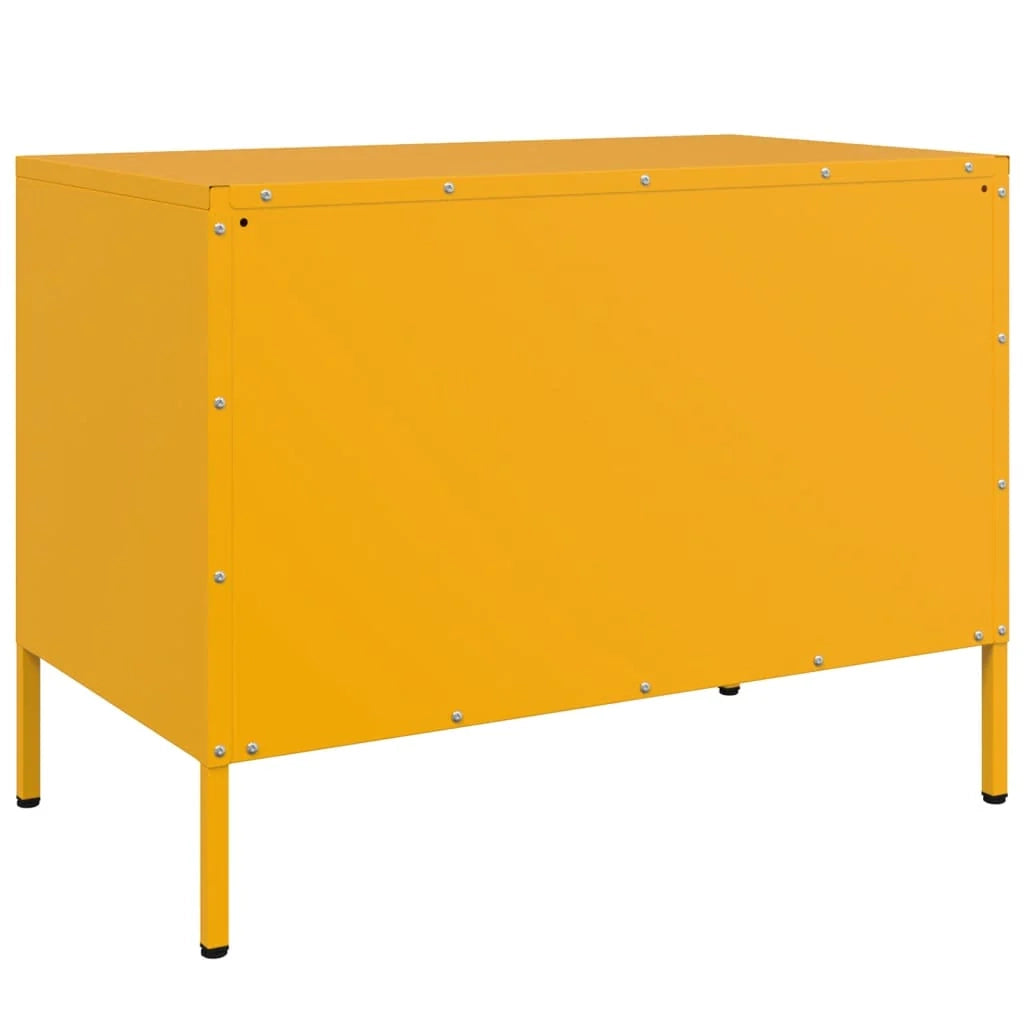 Mobile TV multimediale scaffale TV credenza mobile TV sala da pranzo soggiorno camera da letto 2 pezzi giallo senape 68 x 39 x 50,5 cm acciaio giallo 02_0028635